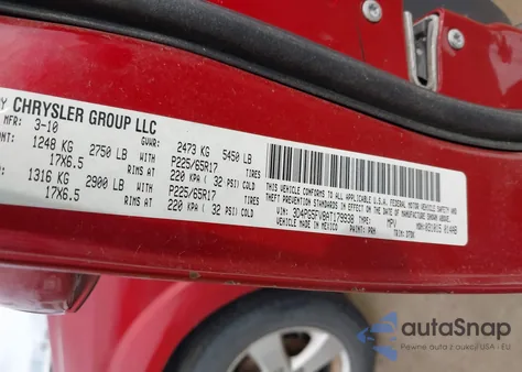 2010 Dodge Journey Sxt из США, поврежденный, VIN 3D4PG5FV8AT179938